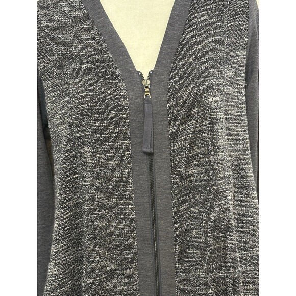 LOGO Lounge by Lori Goldstein Size XS V-Neck Zip Up Sweater Cardigan Lace Hem - Picture 4 of 12